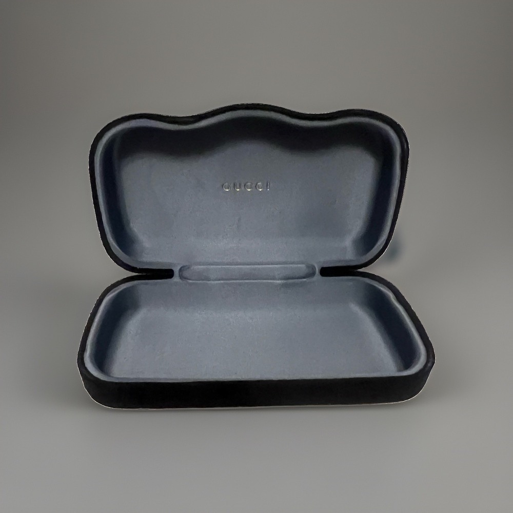 GUCCI eyeglasses case Black Velvet Silk Lined Light Blue. Can Be Used As Clutch